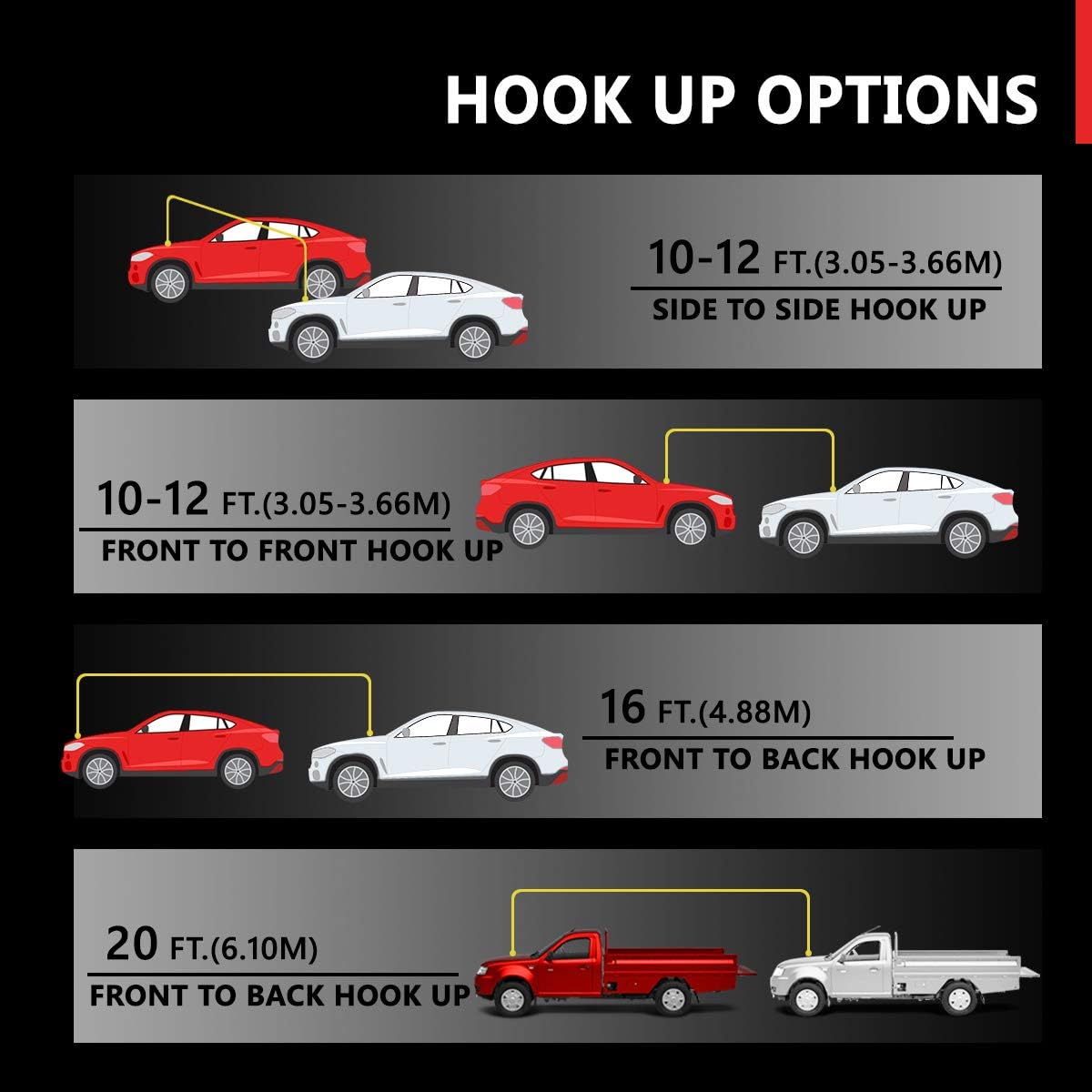 Auto Dynasty Heavy Duty 20Ft 2Gauge Booster Cable Power Jumper 600AMP Emergency Battery Start Car/Motorcycle