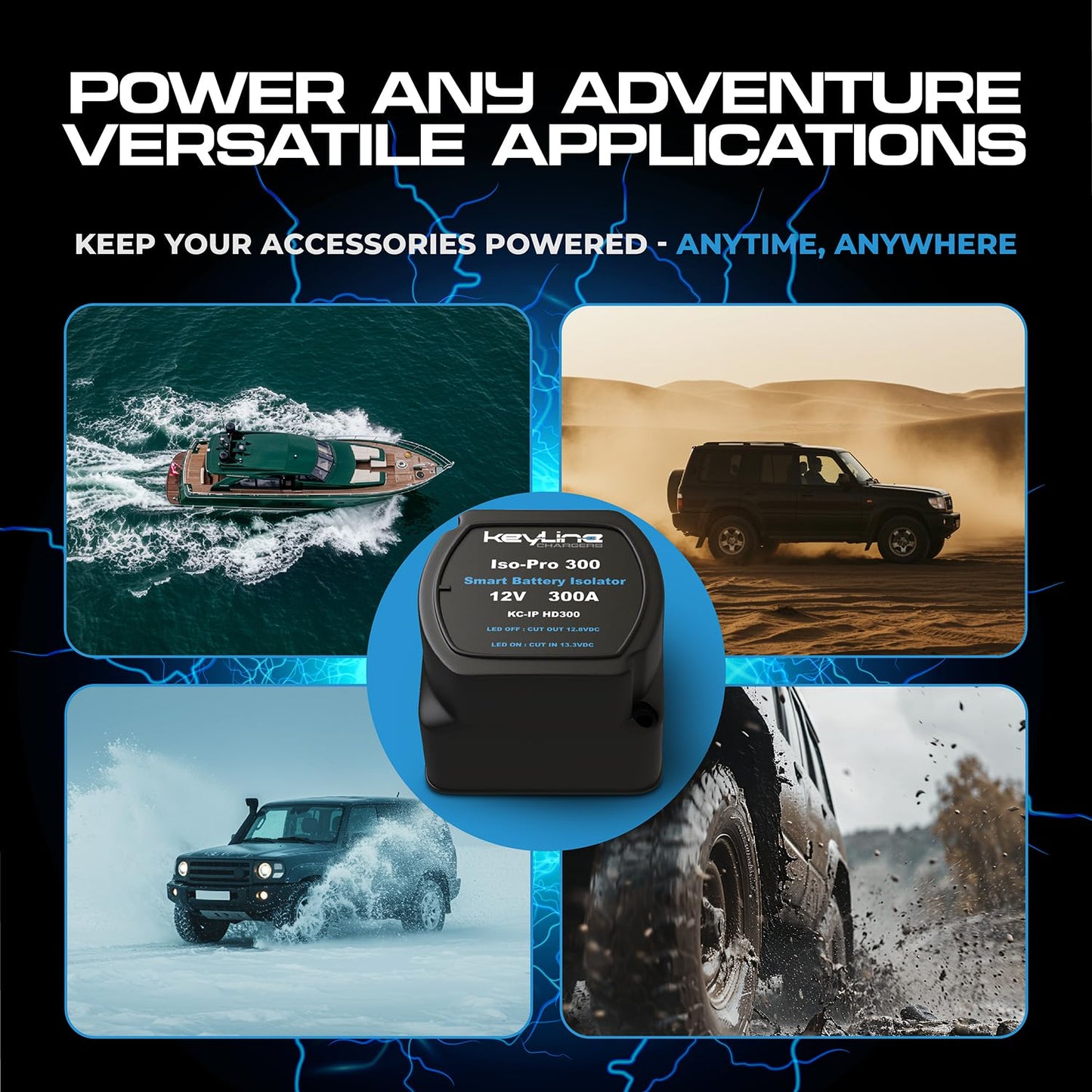 Dual Battery Isolator Kit Heavy Duty 300 AMP 1000 AMP Peak Voltage Sensitive Relay VSR for 12 Volt Systems - Works with All Batteries Types Including Lithium and LiFePO4