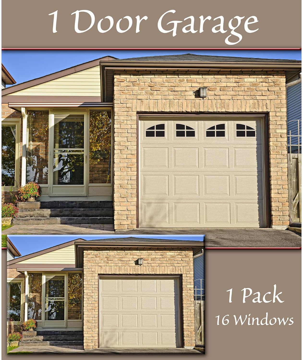 Household Essentials 216 Magnetic Faux Garage Door Windows | 16 Pieces for Single Car Steel Garage Door | Black