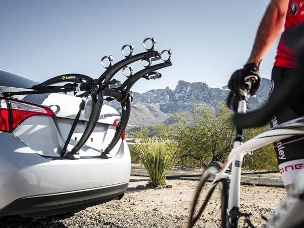Saris Bones 3-Bike Trunk Rack Bicycle Carrier, Durable, Rust-Free, Anti-Sway Straps, Fits Most Vehicles, Made in USA, Arc-Based Design, 100% Recyclable Materials