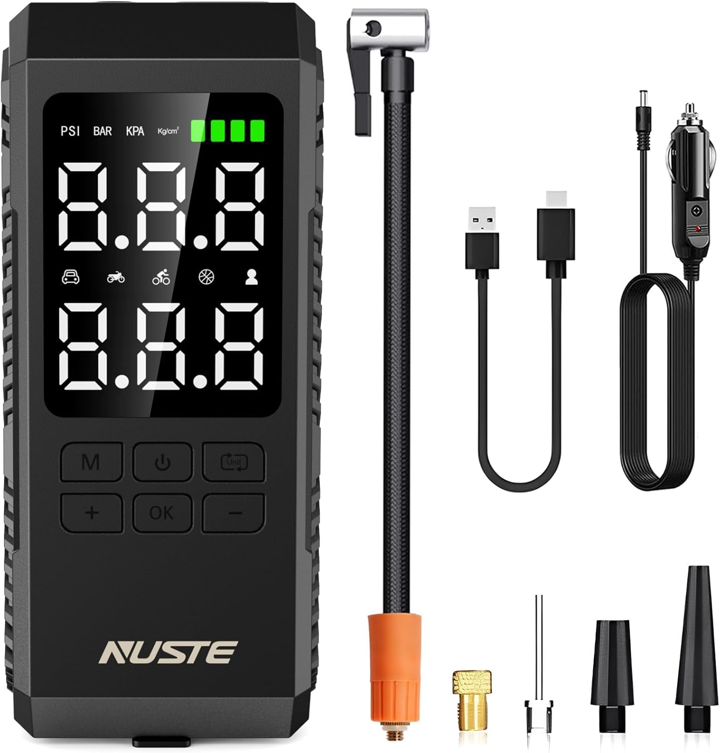 Tire Inflator Portable Air Compressor, Air Pump for Car Tires with Digital Pressure Gauge, 150PSI Rechargeable Battery, LED Light, Cordless Bike Tire Pump for Car, Motorcycle, Bicycle