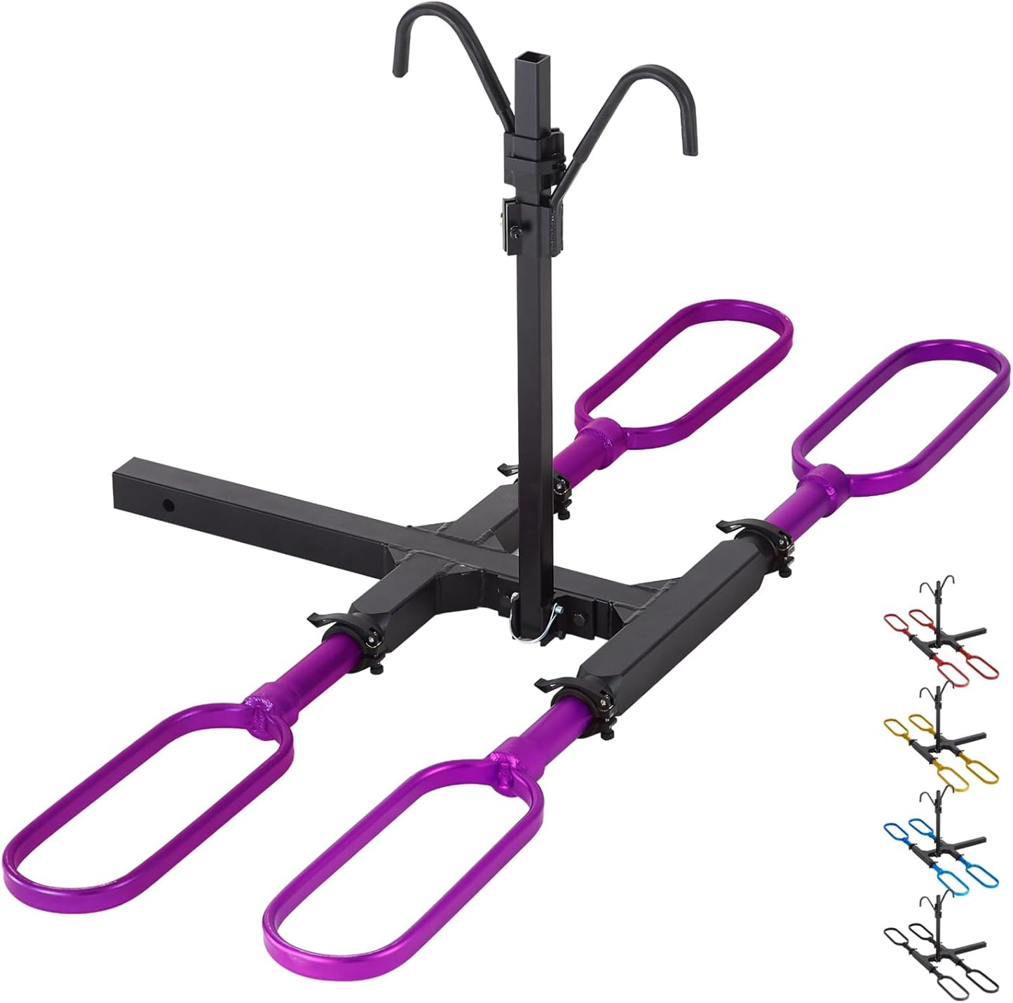 Ebike Rack for Tow Hitch, Ebike Carrier Hitch Mount 2 Bike, Electric Bike Rack for Car Hitch with 2-Inch Receiver (2 Bike - 200 Lbs Cap - Purple)