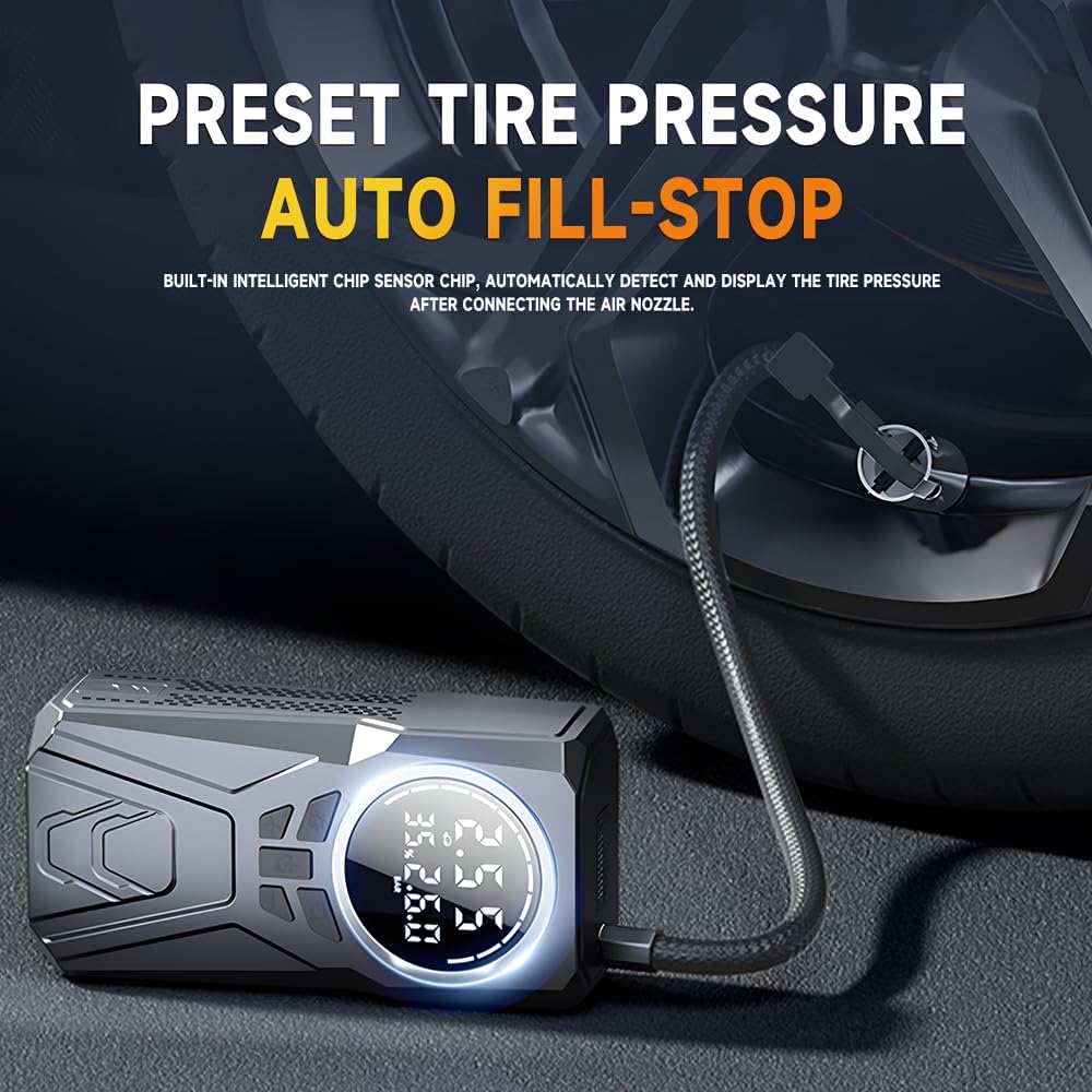 Car Jump Starter with Air Compressor, 3000A Car Emergency Starting Power Supply, 150PSI Tire Inflator Portable Compressor, Portable Tire Inflator for Cars, Pickup Trucks, Bicycles, etc.