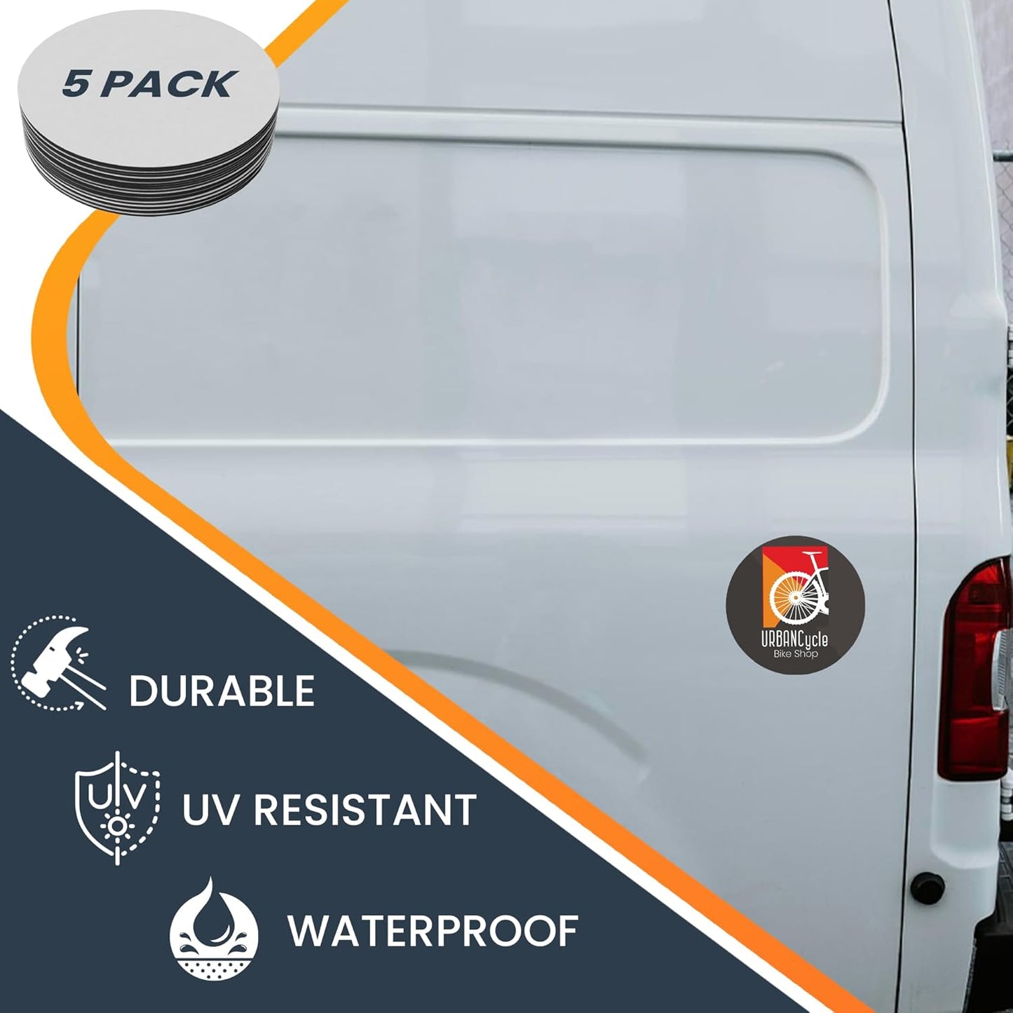 Magnet Me Up Customizable 30 Mil Round Magnet- 5”, 5 PK Weatherproof Car Magnet for Businesses, Sports Teams, Fundraisers & Personal Expression- Custom Text & Logo- Strong Magnetic Vinyl for Vehicles