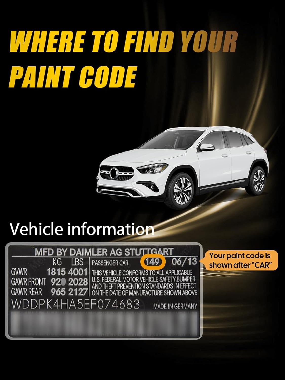 (197/9197) Obsidian Black Metallic Touch Up Paint Compatible with Mercedes-Benz, Exact Match Car Paint Pen Automotive Scratch Repair Remover Kit Quick & Easy Solution for Vehile Chips and Nicks