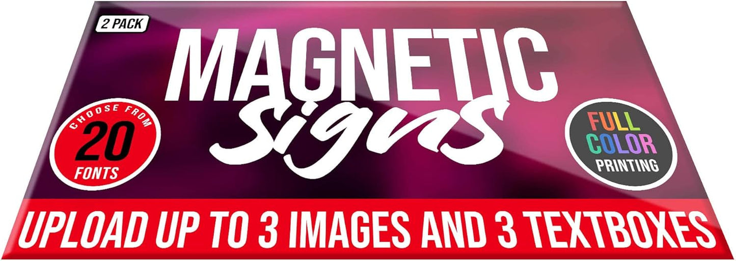 2 Pack, Personalized Magnetic Signs for Vehicles, Custom Car Magnets for Businesses, Customized Full Color Magnetic Truck Signs, 12x24 Car Magnet Signs (Design G)