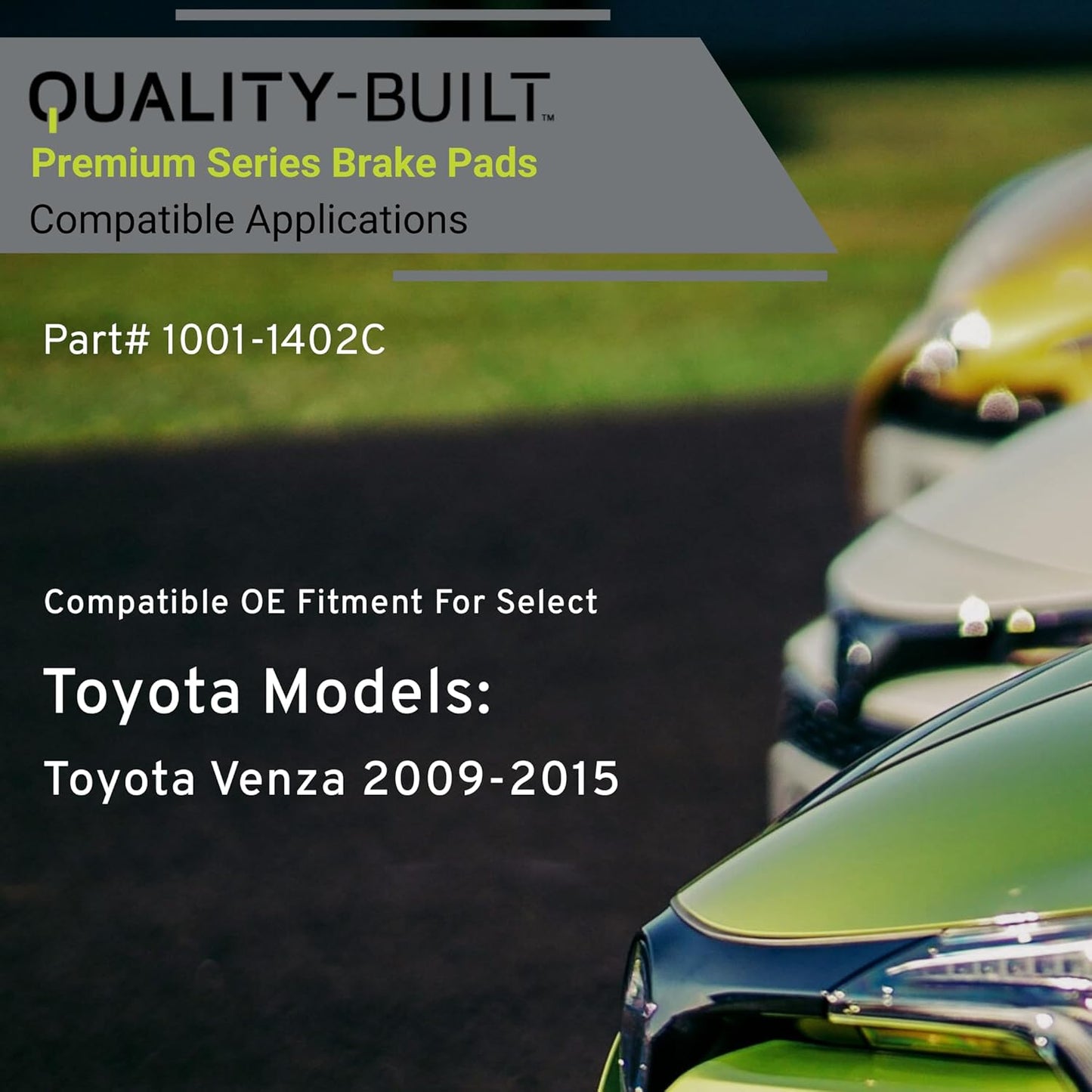 Premium Ceramic Rear Brake Pads (1001-1402C) Compatible with Toyota Venza 2009-2015