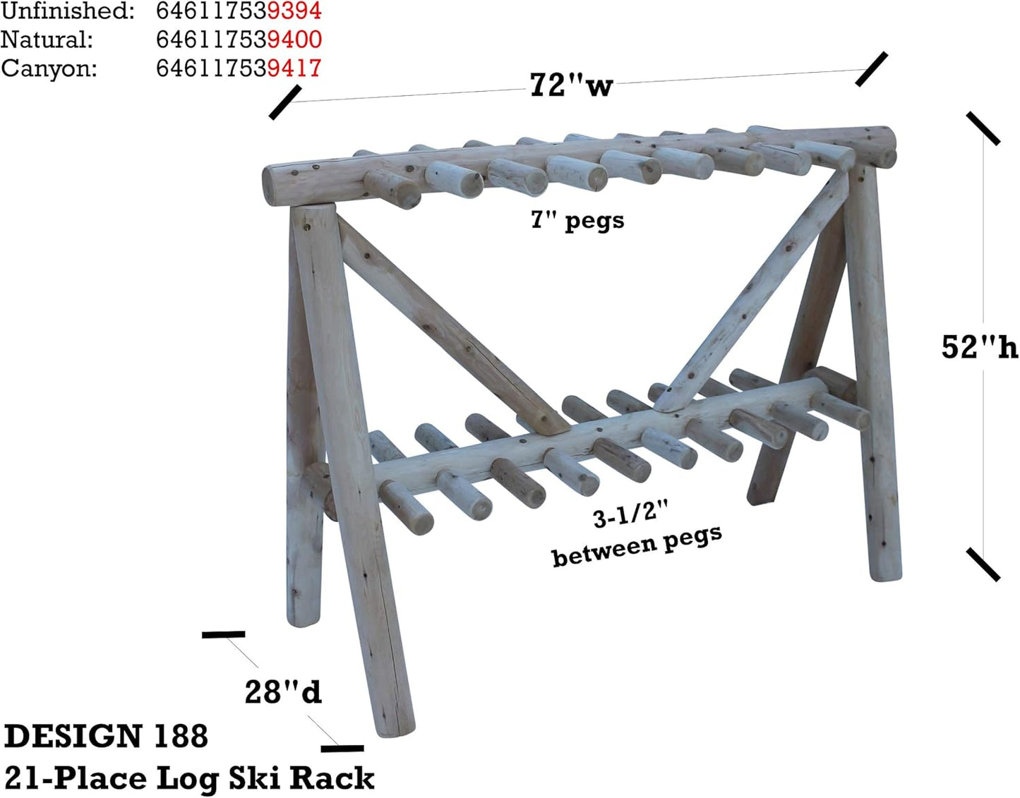 21-Place Freestanding Log Ski Rack Holder, Indoor & Outdoor Snowboard Racks, Standing Storage, Garage Racks for Snow Skis & Poles, Durable Snowboard Rack Garage Storage Organizer - Canyon Brown