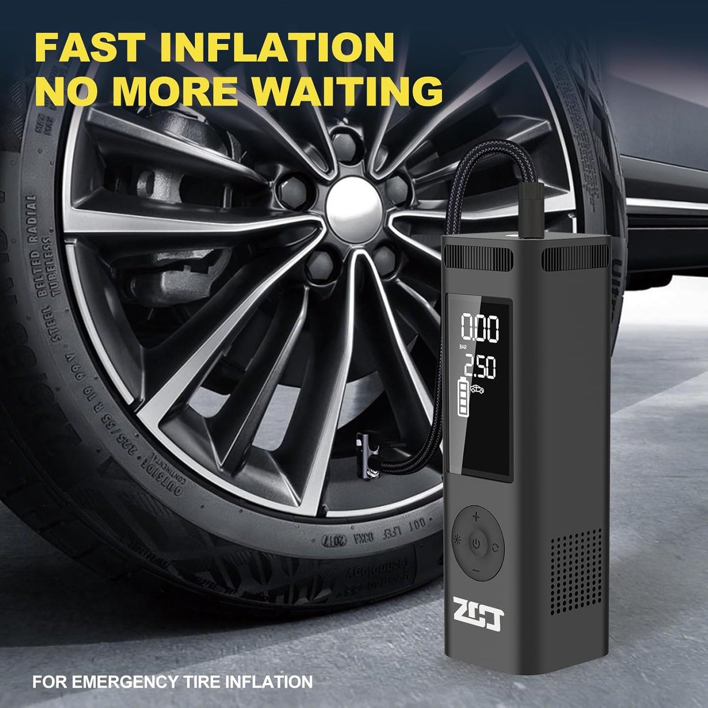 Tire Inflator Portable Air Compressor for Car Tire,150PI Electric Bike Pump, Wireless Cordless Air Pump Used for Ball/Bicycle/Motorcycle/Basketball/Sports Balls Automatic,Rechargeable,Battery Powered