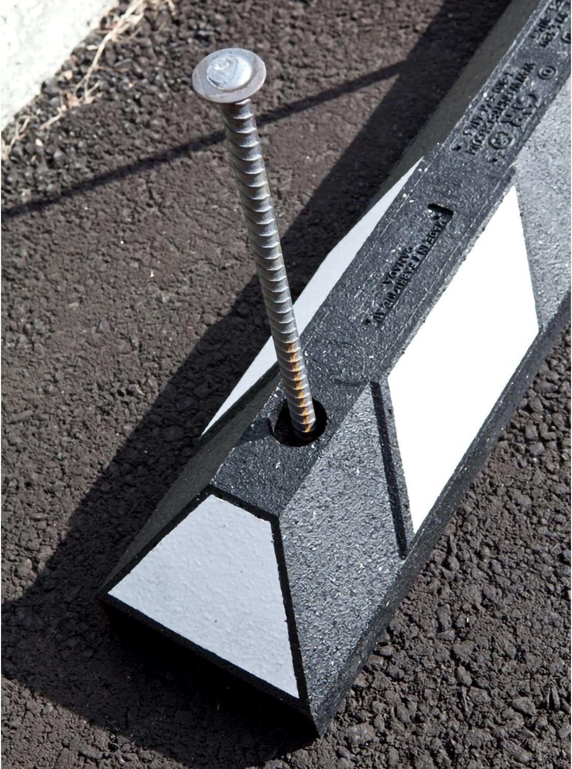 SmartSign Rebar Spikes - Pack of 4, Length 14", Diameter 1/2", Heavy Duty Metal Rebar Stakes for 6ft Parking Curbs/Wheel Stop/Speed Bump, Silver