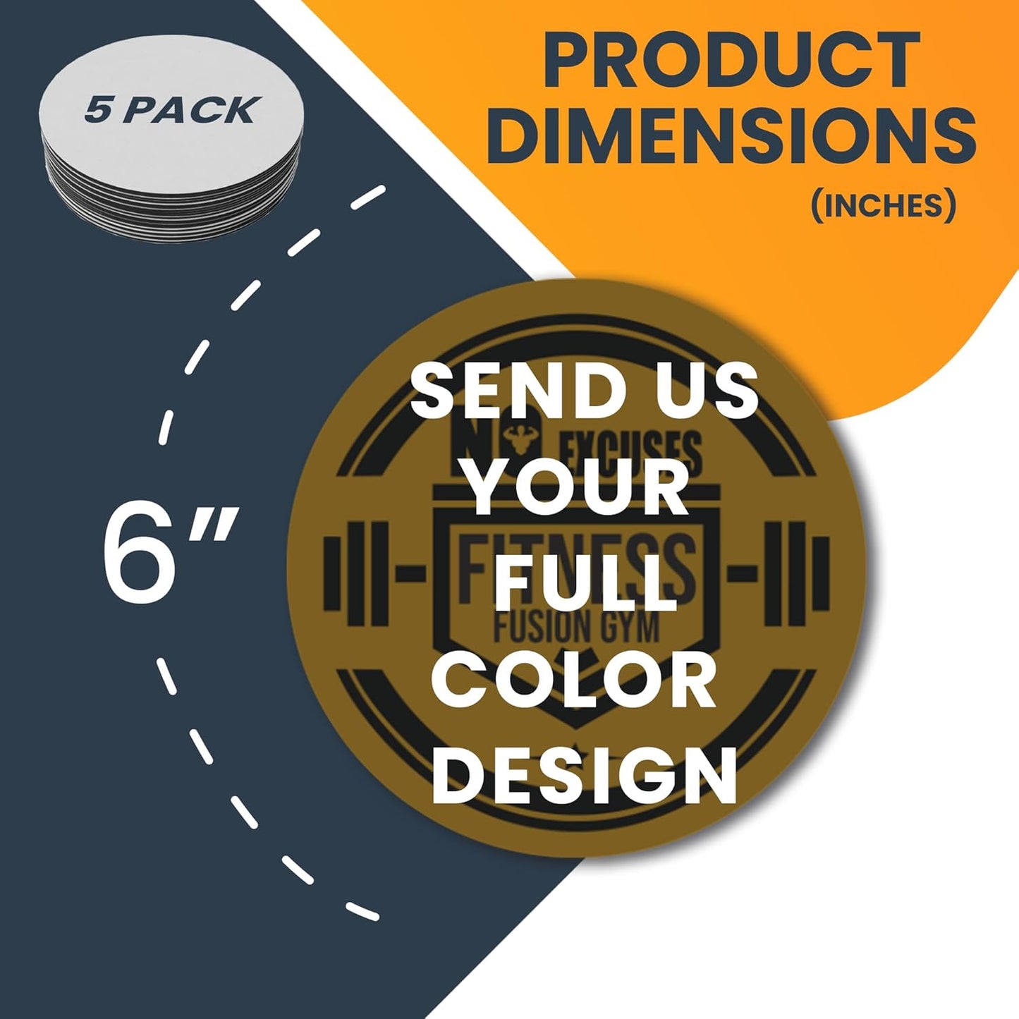 Magnet Me Up Customizable 30 Mil Round Magnet- 6”, 5 PK Weatherproof Car Magnet for Businesses, Sports Teams, Fundraiser, Personal Expression- Custom Text & Logo- Strong Magnetic Vinyl for Vehicles