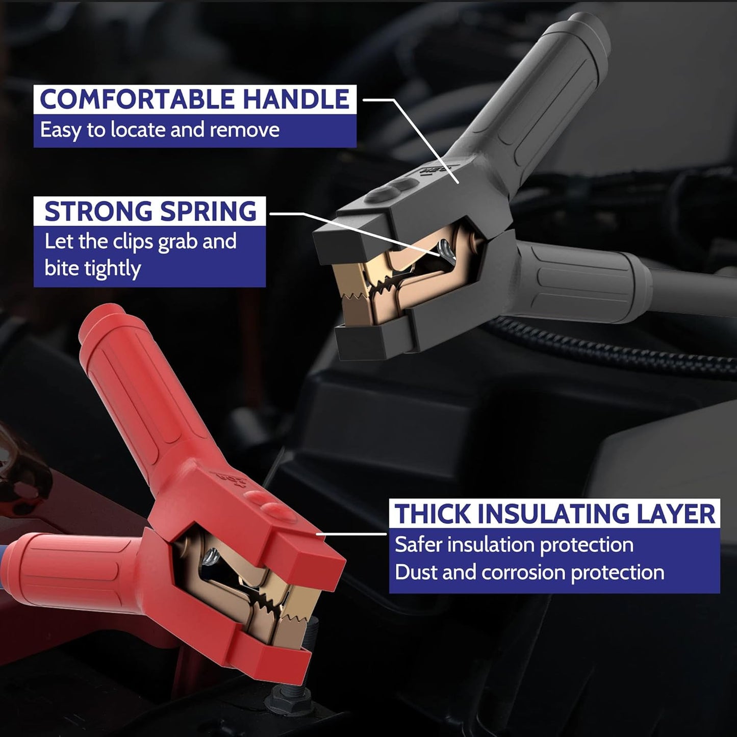 Heavy Duty Jumper Cables, 0 Gauge 25 Feet 1000Amp Booster Cables, UL Listed Cables for 12V & 24V Cars, SUVs and Trucks, Jumper Cables Kit with Carry Bag, Gloves, Brushes (0 Gauge 25 Feet)…