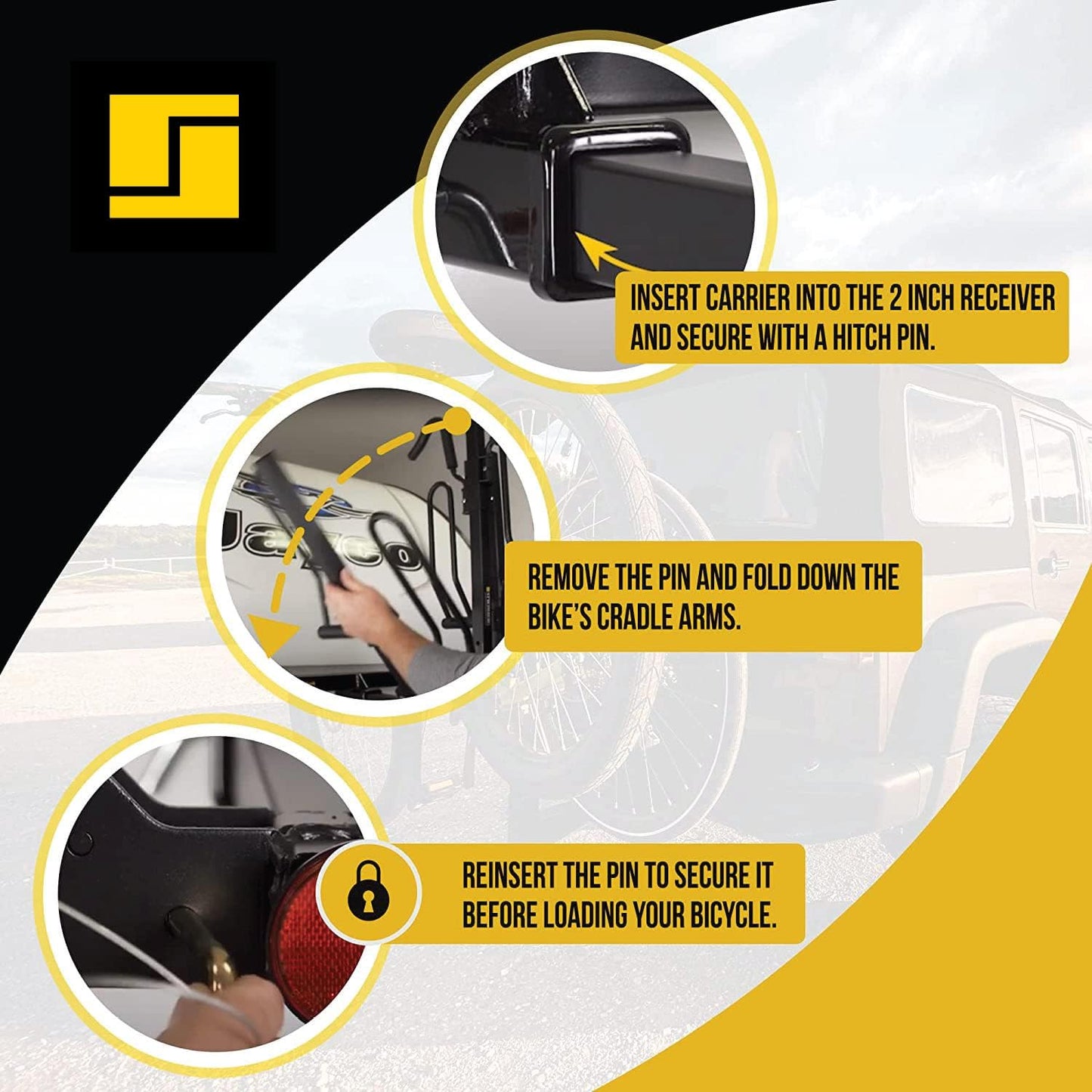 Stromberg Carlson BC-202BA 2-Bike Platform Style Hitch Mount Foldable Bike Rack with Bumper Adapter for 2" Hitch or RV Bumper