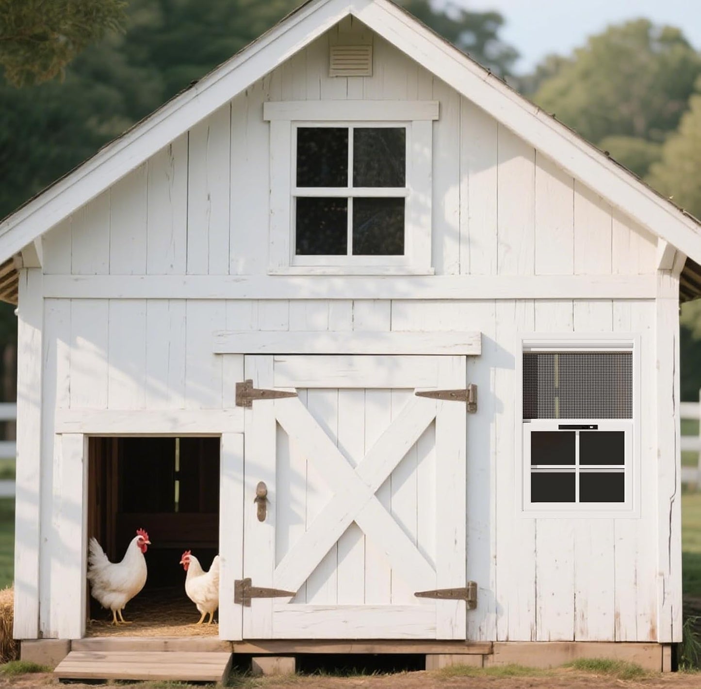 2 Pack 12" x 18"Shed Window, with Tempered Glass and Fiberglass Screen for Shed, Chicken Coop, Playhouse, Household, Garage