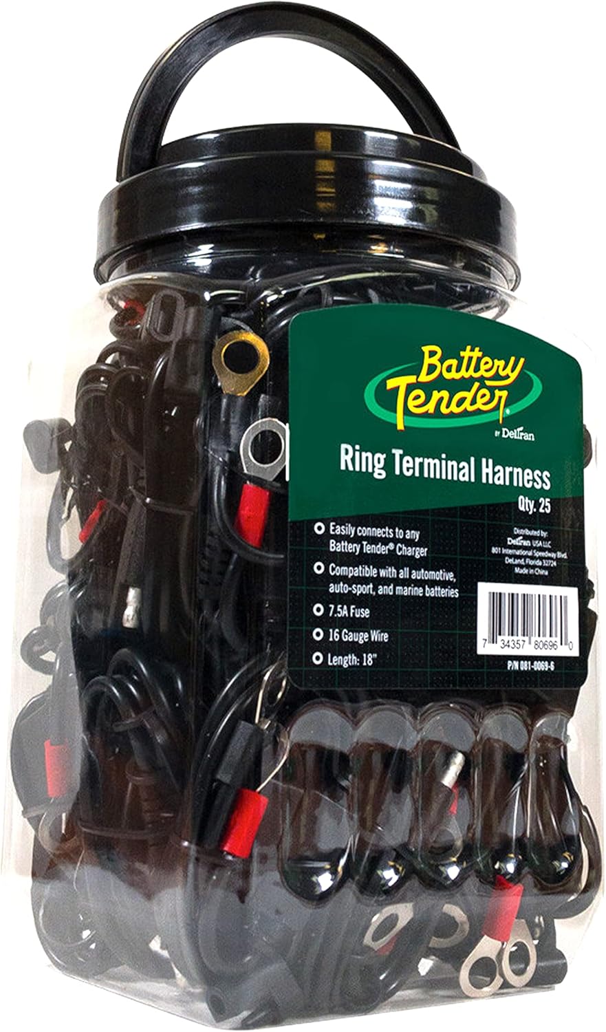 Battery Tender Ring Terminal Harness Accessory Cables 25 pack - 18 inch Cord Adapter with SAE Quick Disconnect - Easy Quick Convenient for Motorcycles, Cars, ATVs and More - 081-0069-6-J25