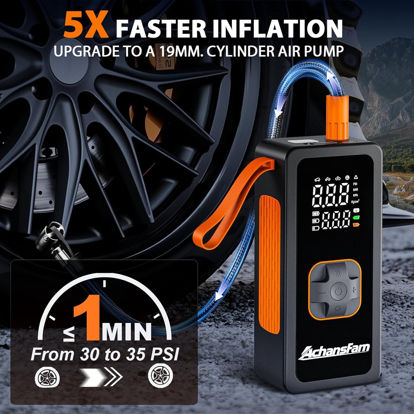 150PSI Tire Inflator Portable Air Compressor - Air Pump with Digital Pressure Gauge, LED Light, Auto Shut-Off Function - Cordless Pump for Car, Motorcycle, Bicycle, Balls and Car Accessories