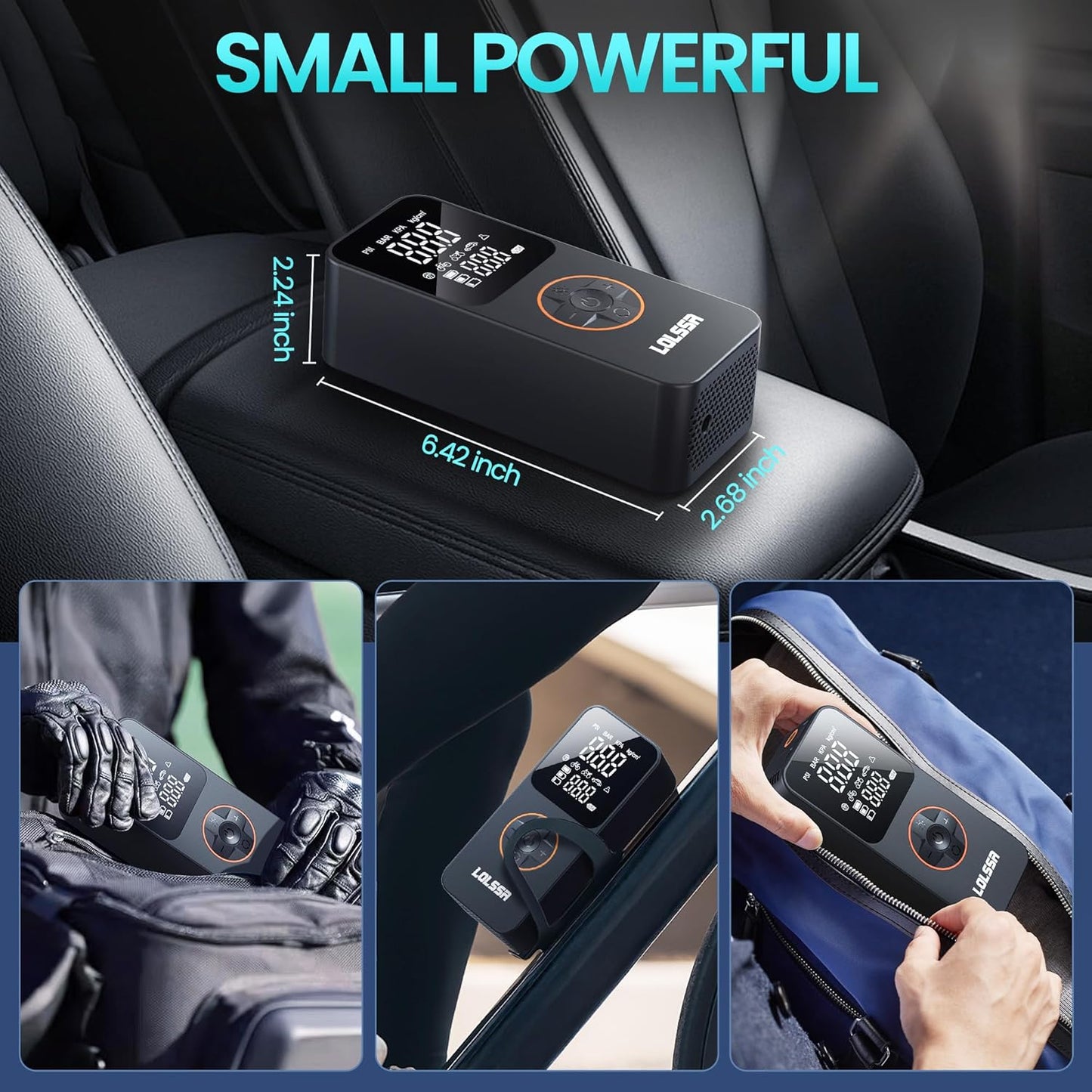 Tire Inflator Portable Air Compressor-Air Pump 20000mAh & 150PSI Cordless Electric for Car, Motorcycle, Bike, Ball, with Tire Gauge Pressure, Dual-Use Type (Orange)