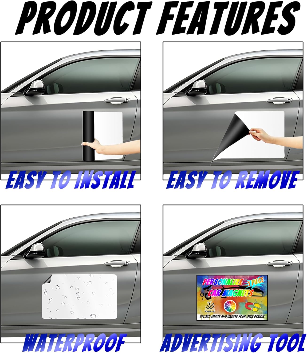 Custom Magnet Car Stickers, Personalised car Magnetic Signs for Business, Car Magnet with Text/Logo/Image,No Melting No Blow Off Easy to Move