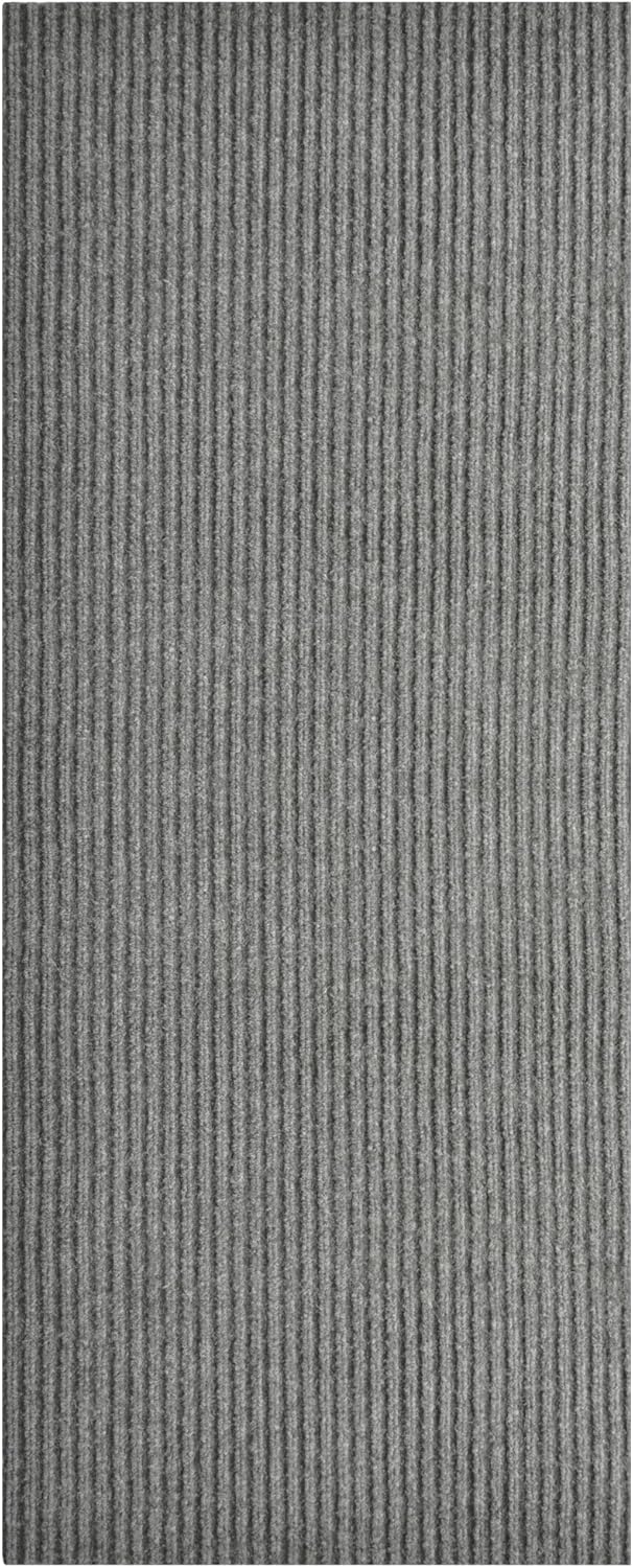 iCustomRug Spartan Weather Warrior Indoor/Outdoor Utility Ribbed Carpet Runner with Non-Slip Thermoplastic Rubber Backing, 3ft X 10ft in Grey